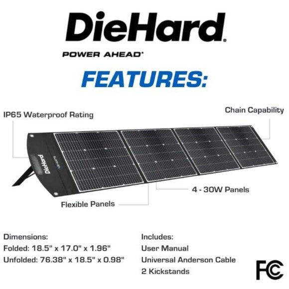 DieHard Solar Panel, 120-Watt, Foldable, Flexible, Lightweight, Portable - Desig - Picture 4 of 7